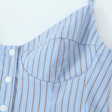 DERMEARNE ZBZA Woman's Pleated Poplin Slim Strappy Top V-neck Suspenders Single Breasted Satin Crop Top Spring Summer Female Chic Tank Top