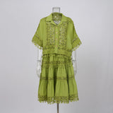 DERMEARNE Luxury Hollow Out Dress Two Piece Set Women's 2025 Summer Holiday Embroidered Lace Jackets White Tops Pleated Short Skirts Suits