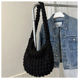 Cloud Shoulder Bag Girls Solid Color Large Capacity Crossbody Bag Underarm Bag Fashion Commuter Pleated Bubbles Handbag