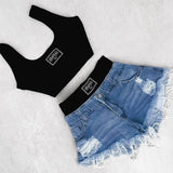 DERMEARNE Summer letter contrast casual fashion camisole slim hot girl top high waist denim shorts retro temperament niche design suit