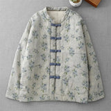 DERMEARNE New Chinese Style Retro Buttoned Cotton Clothing For Women In Winter 2025 Artistic Printing Loose Quilted Jacket Warmth Top A343