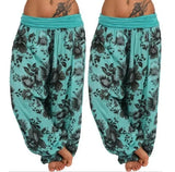DERMEARNE Women Boho Loose Pants Paisley Print High Waist Ankle Tied Harem Pants Baggy Long Bloomers Trousers Female Trousers Pantalones
