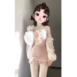 Spring Autumn New Ong Sleeve Cardigan Coat Women+ Sexy Slim Fit Bodycon Split Camisole Dresses Y2k E-Girl Two Piece Sets