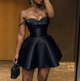 DERMEARNE Short skirt sequin patchwork strapless suspender dress