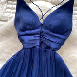 DERMEARNE Sexy v neck pleated backless  Slip Dress Chic Evening Party Club Summer Vestidos Women Hip Wrap dresses