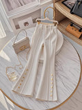 DERMEARNE Autumn New Korean Fashion High-end Commuter Wide Leg Flare Pants for Women High Waist Slimming White Suit Pants Women Clothing