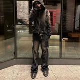 Y2K Vintage Zipper Women Sweatpants Harajuku Baggy Letter Jogging Pants Man American Retro Hip Hop Trousers Streetwear