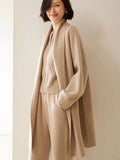 Luxury Women 100% Cashmere Sweater Coat Loose Simple Style Long Cashmere Overcoat Autumn Winter Thick Cashmere Knit Cardigan Top