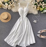 DERMEARNE Summer Robe 2025 Dress Women V Neck Long Party Evening Dresses Sexy Tank Backless Spaghetti Strap Maxi Female Holiday Vestidos