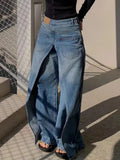 Dermearne Y2K Style New Rock Hip Hop Baggy Wide Leg Jeans Pants Women 90S Clothes Vintage Straight Lady Denim Trousers Ropa Mujer