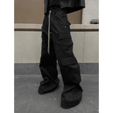 Baggy Black Cargo Pants Women Wide Leg Casual High Street Drawstring Trousers Men Goth Grunge America Style Pantalones