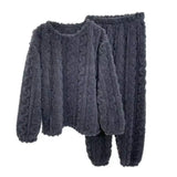 Plush Women Sleepwear Set Winter Thicken Velvet Ribbed Fleece Set Pullover Pants Women Casual Pajama Sets 2023 Winter Pajamas