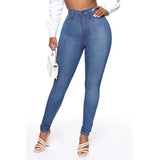 DERMEARNE Spring and Autumn Europe and The United States Fashion Solid Color High Waist Slim Stretch Small Feet Jeans, Pencil Pants, Women