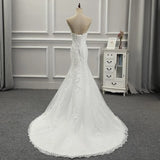 DERMEARNE Vestidos Para Mujer Elegantes Para Boda New Strapless Slimming Fishtail Sweet Lace French Light Luxury Bride Light Wedding Dress