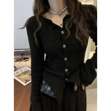 DERMEARNE Y2k Grey Vintage Women Kint Sweater Harajuku Long Sleeve Cardigan Irregular Korean Fashion Slim Autumn Jerseys Casual