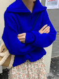 Zipper Fashion Women Sweaters Solid Loose Knitted Long Sleeve Women's Sweater Warm Autumn/Winter Oversized Sweater Women