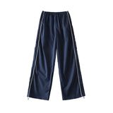 Y2K Baggy Cargo Pants Women Streetwear Baggy Elastic High Waist Sweatpants Harajuku Hip Hop Straight Wide Leg Pants Black Blue