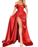 DERMEARNE Off The Shoulder High Split Women Prom Dress Tight Waist Tube Top Party Gown Unique Sleeveless Evening Dress New Design In Stock