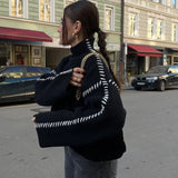 Black Basic Sweater Women Harajuku Patchwork Turtleneck Korean Fashion Knit Pullover Oversized Autumn Casual Design