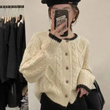 Korean Style Pink Sweater Women Autumn Long Sleeve Knit Cardigan Old Money Vintage Loose Knitwear Female Aesthetic