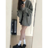 Cardigan Knitted Gray Sweater Jacket Spring and Autumn  New Women's Clothing French Casual High-end Women's Top