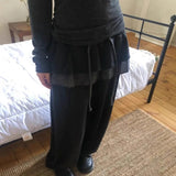 Y2k Vintage Skirt Pants Women Japanese Harajuku Casual Cute Plaid Patchwork Baggy Trousers Winter Street New Pantalones