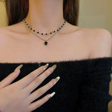 Y2K Star Zircon Pendant Necklace for Women Luxury Sweet Cool Girl Punk Heart Clavicle Chain New Fashion Jewelry Party Gift