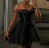 DERMEARNE Short skirt sequin patchwork strapless suspender dress