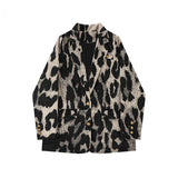 Leopard Print Coat Women Autumn Winter Korean Style Niche Design Loose Suit Jacket Casual Vintage Temperament Blazer