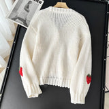 Fashion age reduction three-dimensional embroidery strawberry jacquard knitted cardigan soft waxy skin V-neck sweater