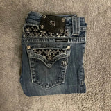 DERMEARNE Y2k American Pocket Embroidered Sequin Jeans Harajuku Retro Blue Loose Jeans New Fashionable High Waisted Slim Fit Flared Pants