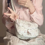 Xiuya Elegant Cute Womens Shoulder Bag Sweet Kawaii Cat Korean Style Fashion Crossbody Bag Small Summer Soft Literary Handbag