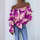 DERMEARNE Women's Spring/Summer Commuter Shirt Flip Collar Long Sleeve Fashion Printed Shirt Leisure Holiday Party Women's Shirt