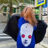 DERMEARNE Harajuku Hip Hop Street Trend New Knitted Embroidered Sweater Men's Gothic Loose Print Autumn
