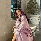 DERMEARNE Fashion Shiny Abayas for Women Muslim Kimono Open Cardigan Dubai Kaftan Turkey Robe Arab Kebaya Islam Clothing Ramadan Eid Dress