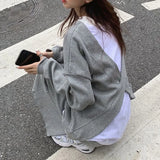 Spring Autumn Ladies Suits Contrast Color Round Neck Long Sleeve Fake Two Pieces Sweatshirts and Solid Color Elastic Waist Skirt