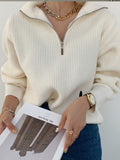 Zipper Fashion Women Sweaters Solid Loose Knitted Long Sleeve Women's Sweater Warm Autumn/Winter Oversized Sweater Women