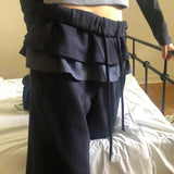 Y2k Vintage Skirt Pants Women Japanese Harajuku Casual Cute Plaid Patchwork Baggy Trousers Winter Street New Pantalones