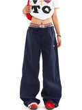 Y2k Women Cargo Pants Vintage Harajuku Baggy Streetwear Wide Leg Patchwork Aesthetic Trousers Joggers American Retro