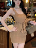 Autumn Knit Solid Vintage 2 Piece Sets Women Sexy Slim Y2k Design Harajuku Mini Dress Suit Female Button Korea Style Casual Sets