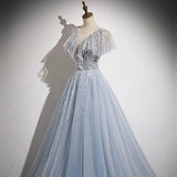 DERMEARNE Gray-blue Evening Dress 2025 New Advanced Piano Performance French High-end Dress Elegant Party Dresses For Women