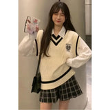 Dermearne New Spring and Autumn Knitted Vest Women's Sweater Korean Edition British Academy Style Sang Wear Versatile Top