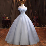 DERMEARNE Customized Light Blue Ball Gown Women Evening Dresses Appliques Prom Birthday Party Gowns Formal Occasion robes de soirée