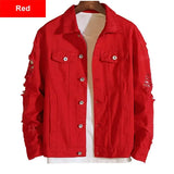 DERMEARNE Plus Size Loose Ripped Black Denim Jacket Women 4XL 5XL Spring Streetwear Pink Red Basic Lover'S Jeans Coat Casual Outwear