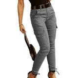 DERMEARNE 2025 New Fashion Cotton Solid Pants Women Sexy Women Pants Casual Green Pocket Belt Trousers Women Blusas