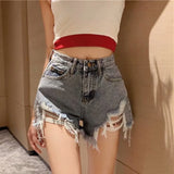 DERMEARNE Feynzz Fashion New Summer Women High Waist Button Wigh Leg Jeans Shorts Casual Female Loose Fit Blue Denim Shorts