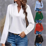 DERMEARNE Women's Youth Top Mujer Elegant White Chiffon Blouse Spring Autumn Casual Long Sleeve Shirts and Blouse OfficeTops Woman 2025