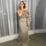 Xijun Exquisite Tiered Ruffles Mermaid Evening Dresses One Shoulder Pleat Ruched Saudi Arabic Prom Dress Celebrity Party Gowns