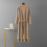 Women Knitted Long Cardigan And Dresses Suits Long Sleeve Cardigan Knit Coat And Strap Dress 2 Piece Female Autumn Sweater Sets