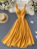 DERMEARNE Summer Robe 2025 Dress Women V Neck Long Party Evening Dresses Sexy Tank Backless Spaghetti Strap Maxi Female Holiday Vestidos